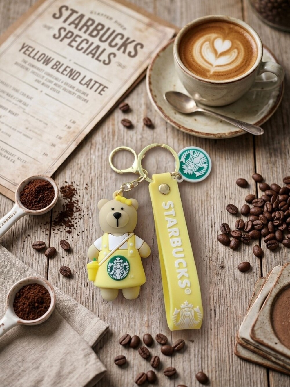 Yellow Bear Keychain with Branded Strap